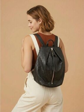 Aimee Kestenberg Black Quilted Leather Backpack with Tassel Zip